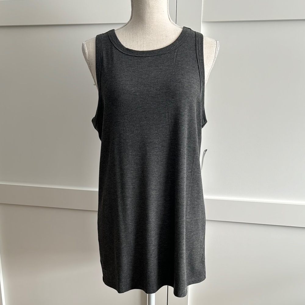 Torrid Ribbed High Neck Tank Top Charcoal Grey